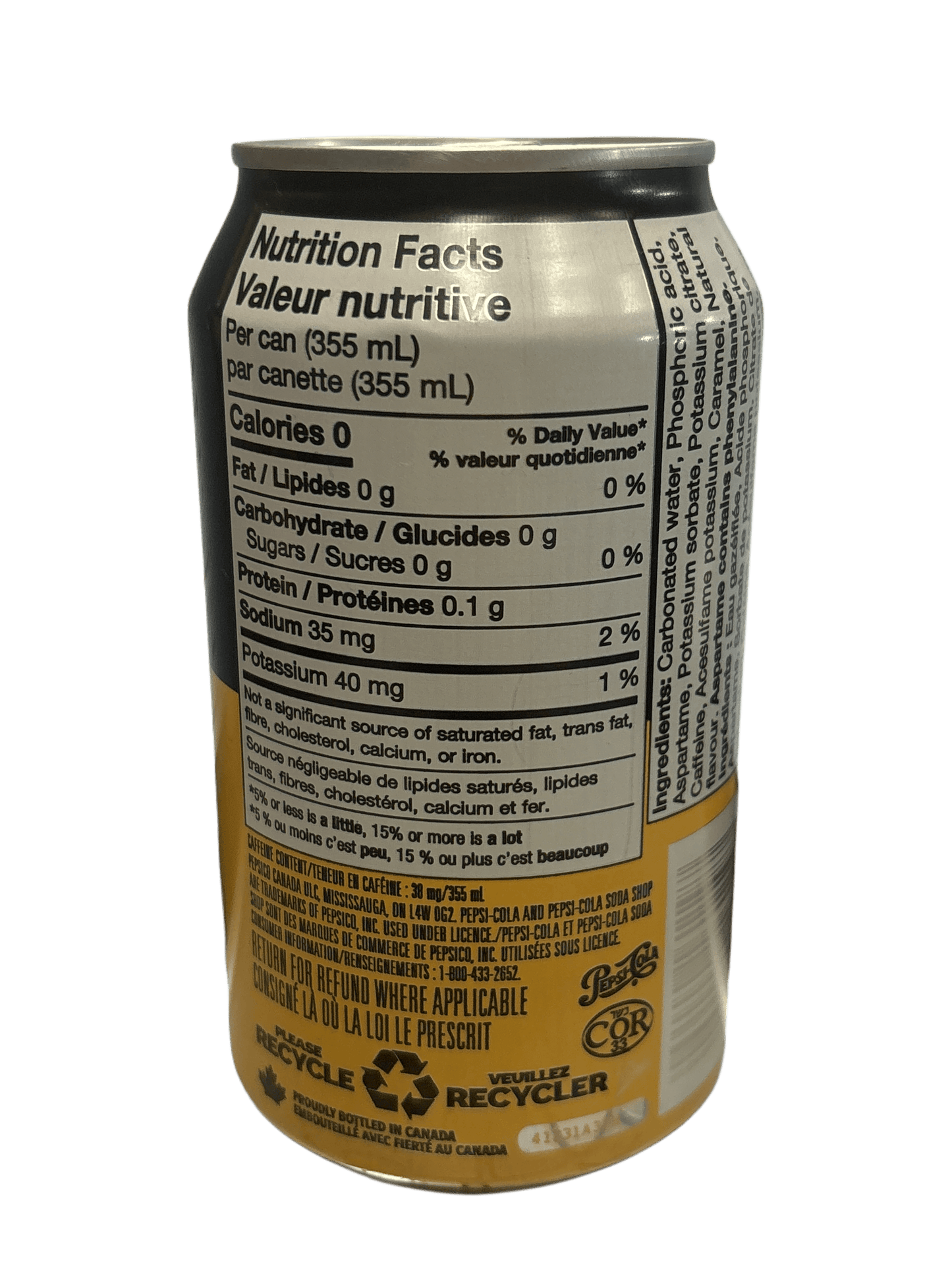 Pepsi Cola Cream Soda Zero Sugar Drink 355ML - Canada Edition