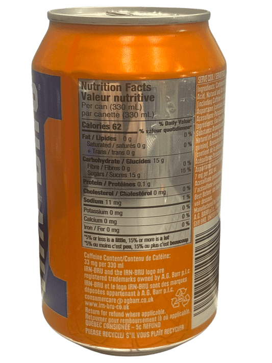 IRN BRU Original Soda Can 330ML - Canada Edition