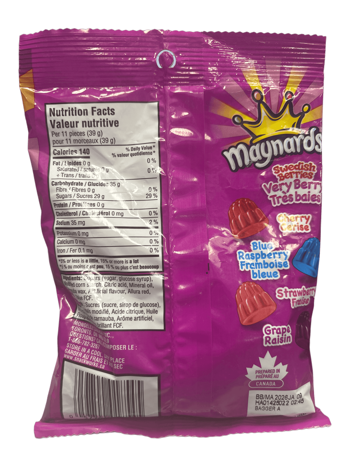 Maynards Swedish Berries Very Berry Candy Bag 154G - Canadian Edition