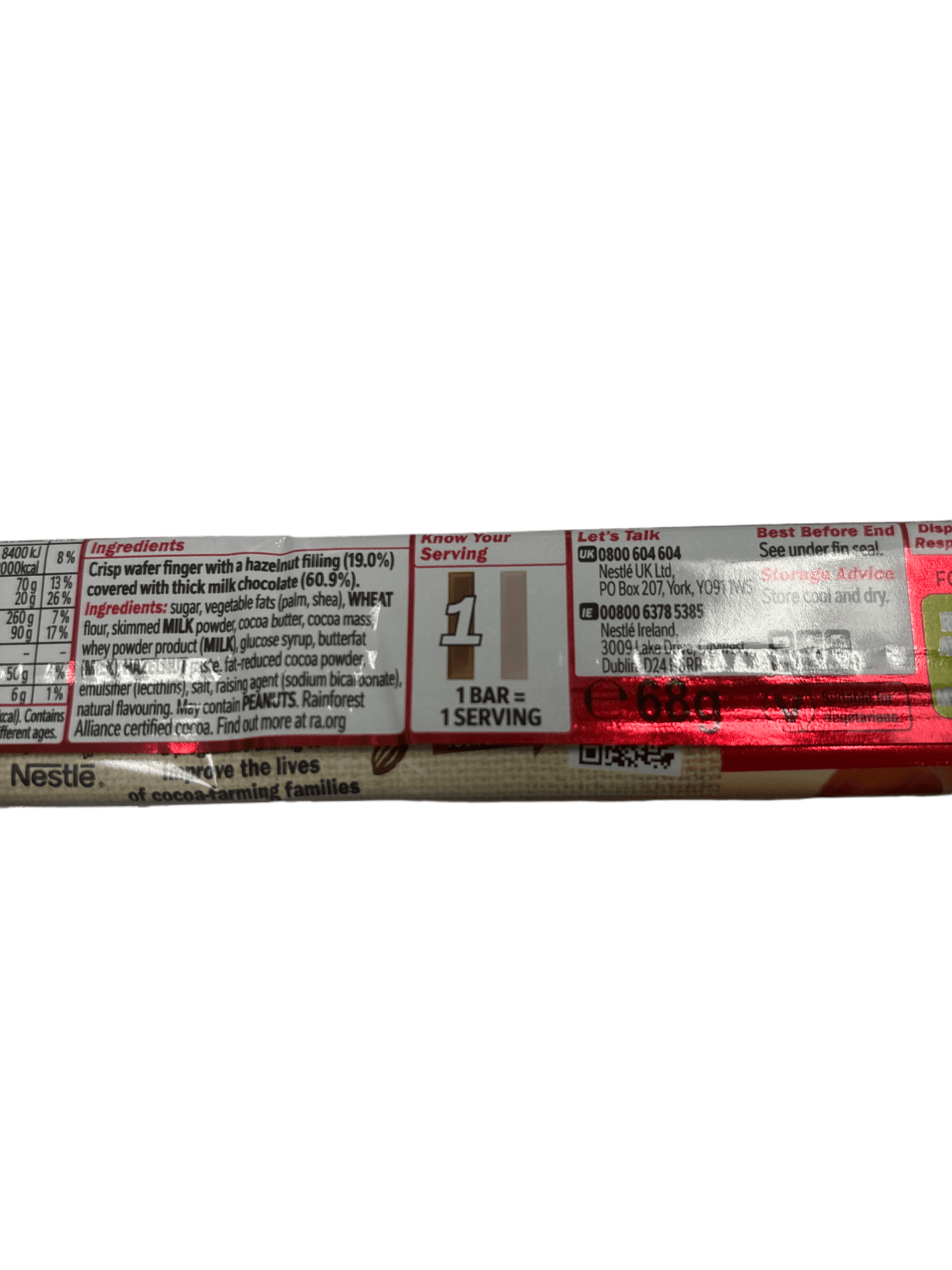 Kit Kat Chunky Hazelnut Cream Duo Chocolate Bar 68G - U.K Edition