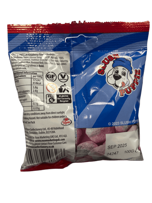 Slush Puppie The Original 2 Flavour Blue Raspberry With Cherry Candy Bag 100G - U.K Edition