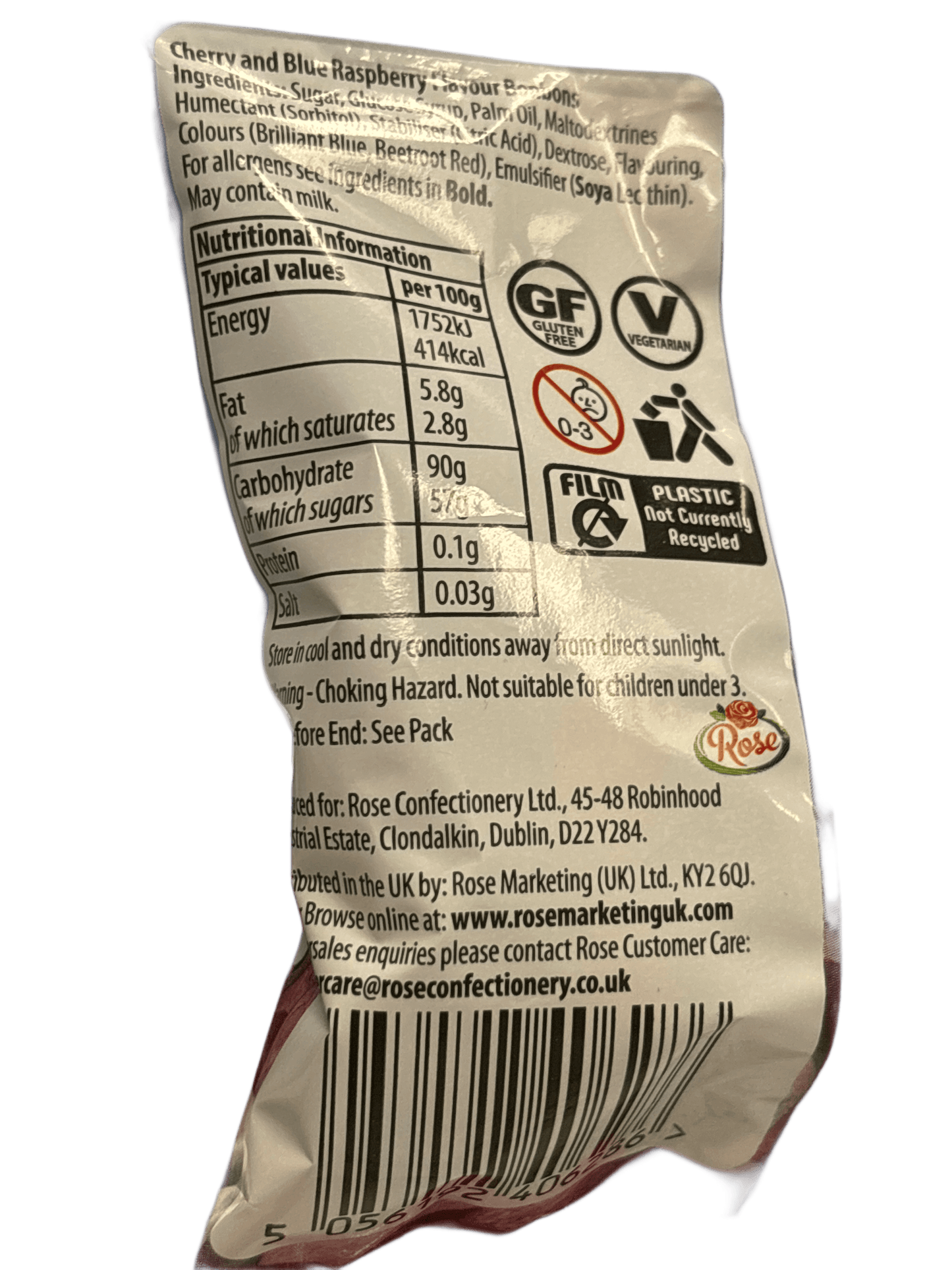 Slush Puppie The Original 2 Flavour Blue Raspberry With Cherry Candy Bag 100G - U.K Edition