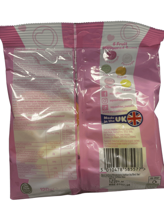 Squashies Love Hearts Mixed Fruit 120G - U.K Edition