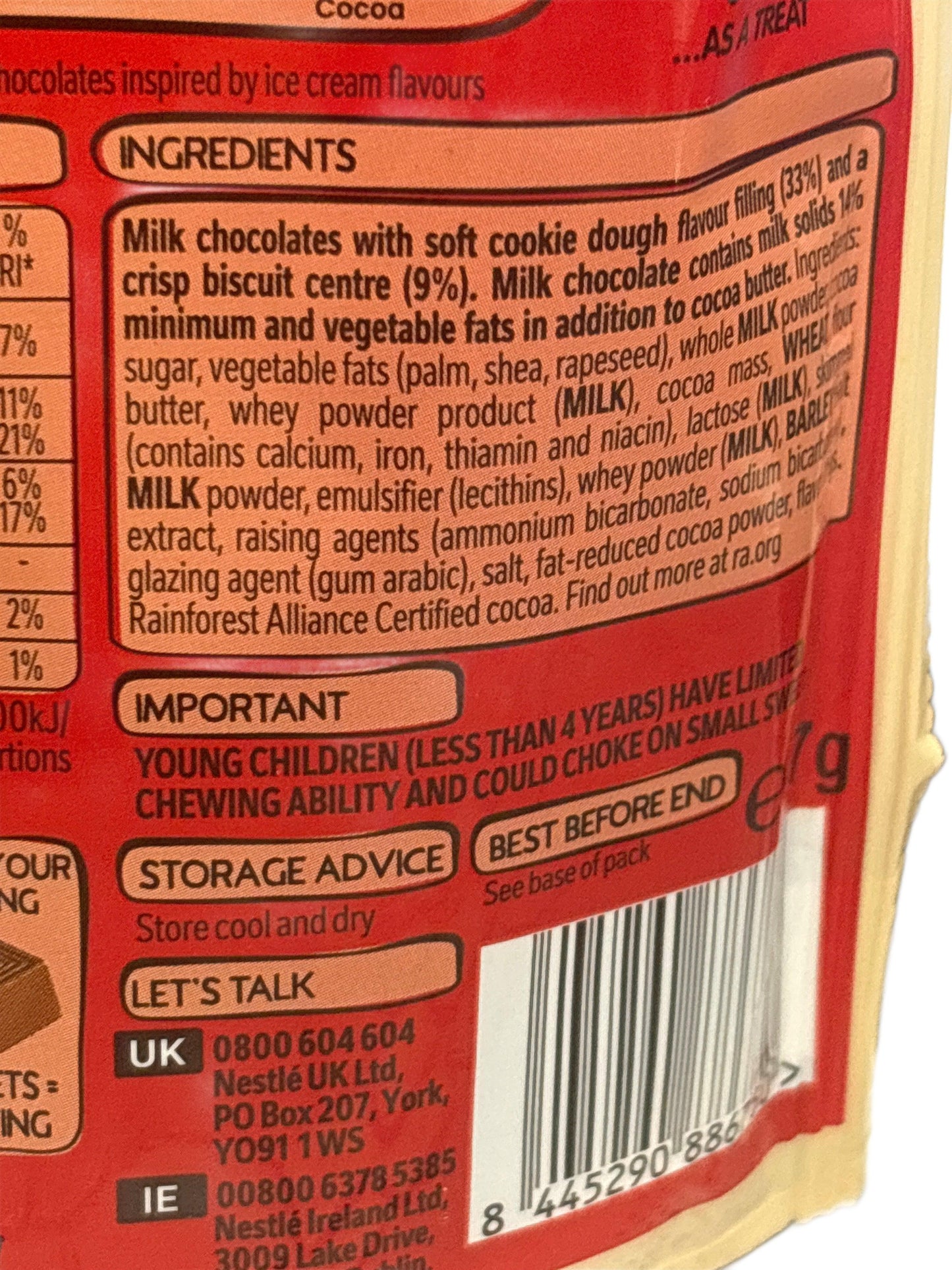 Munchies Cookie Dough Ice Cream Bag 97G - U.K Edition