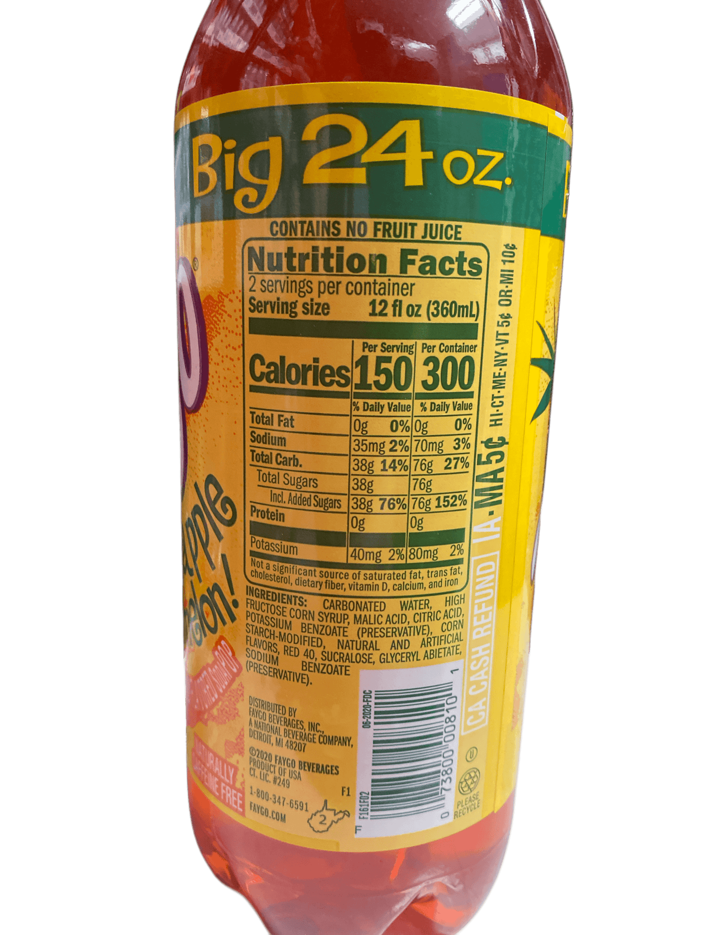 Faygo Pineapple Watermelon Drink 710mL - U.S Edition