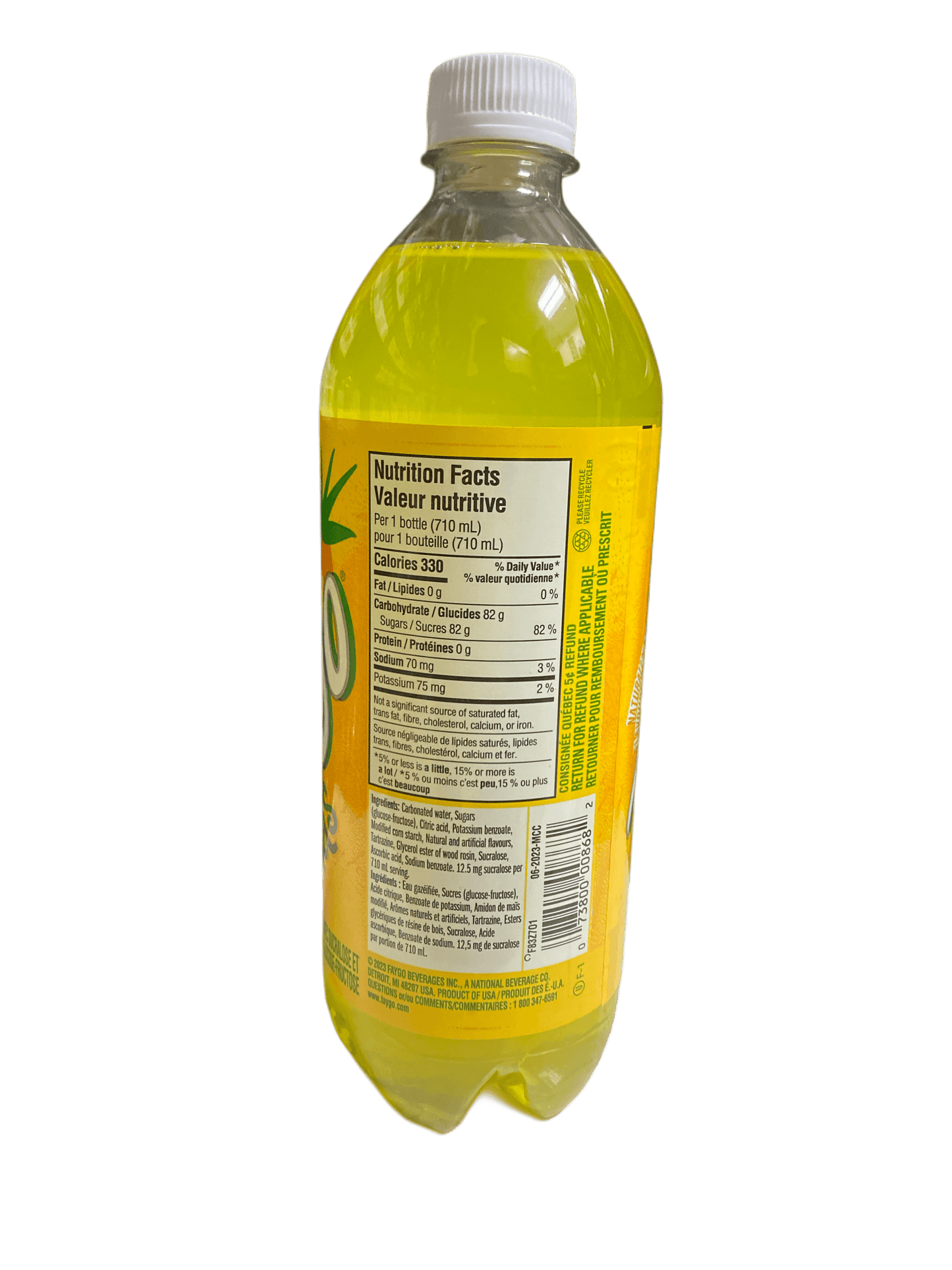 Faygo Pineapple Soda Drink 710mL - U.S Edition