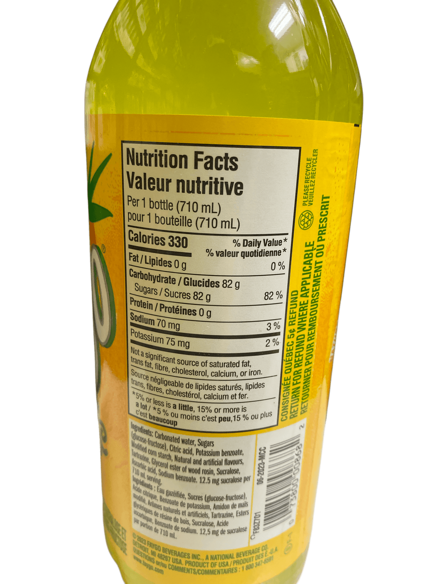 Faygo Pineapple Soda Drink 710mL - U.S Edition