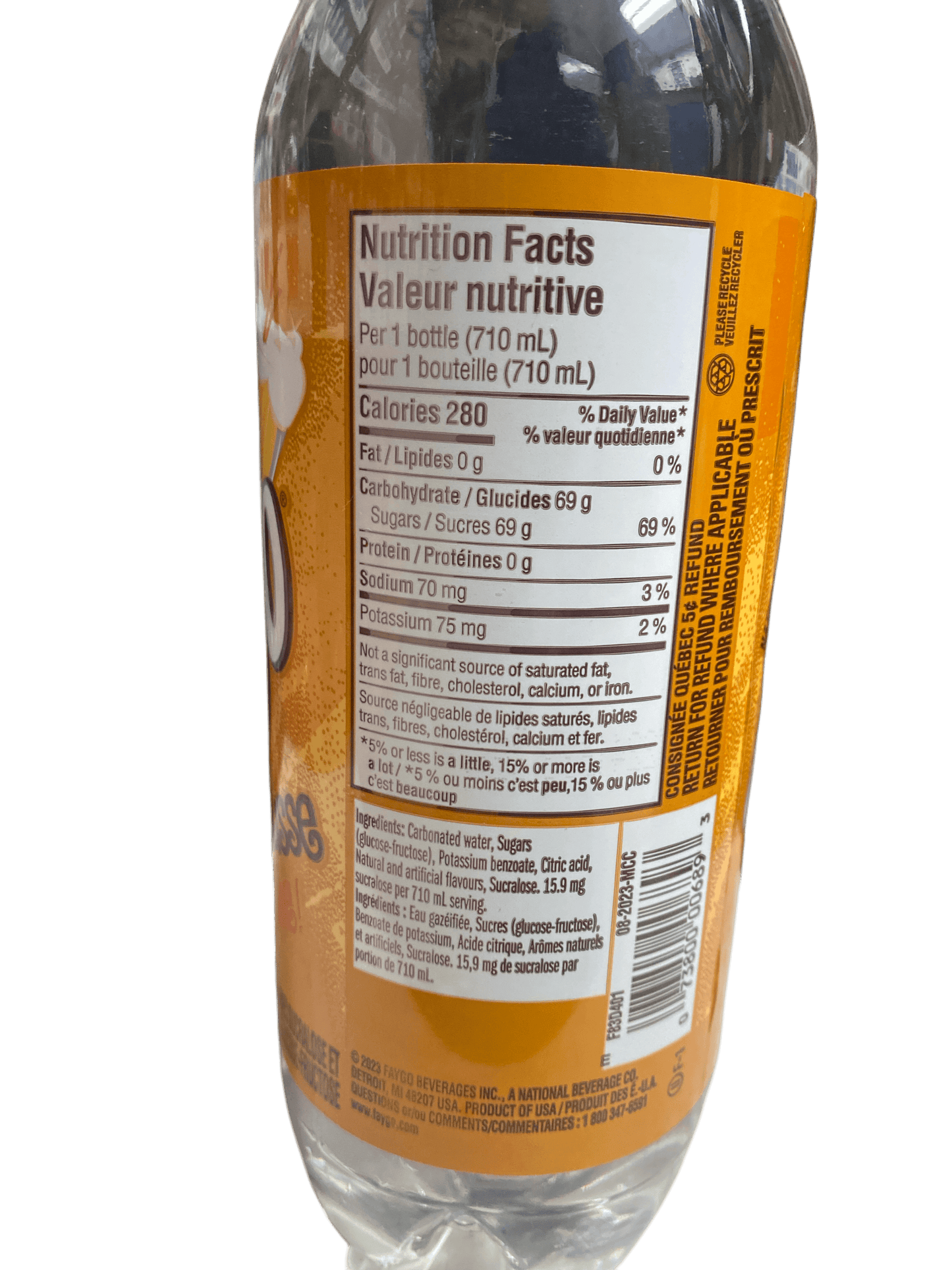 Faygo Creme Soda Drink 710mL