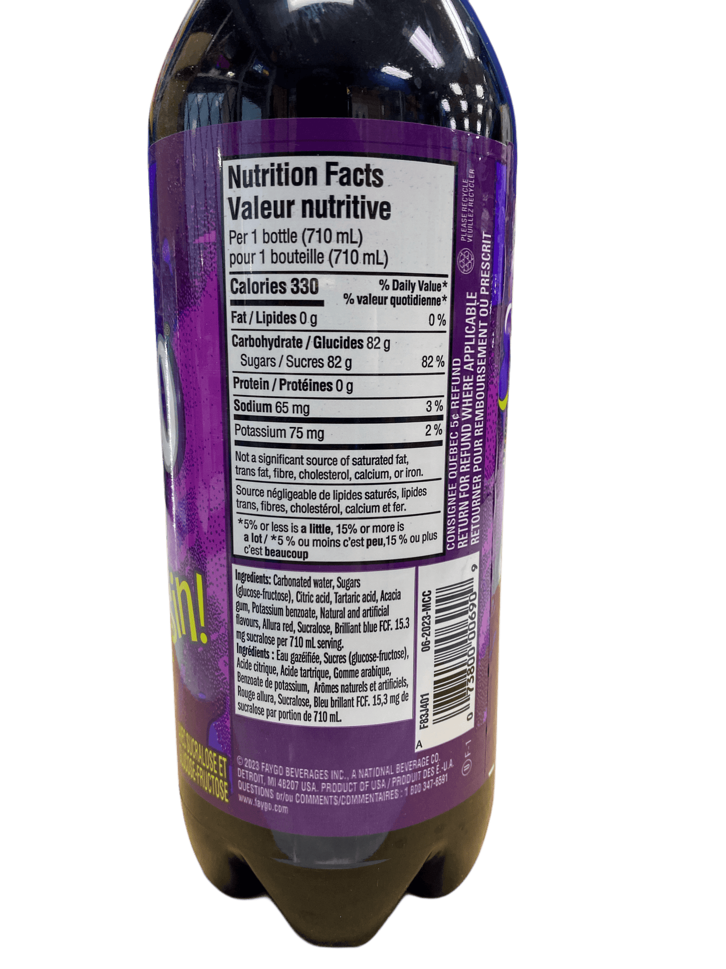 Faygo Grape Drink 710ML - U.S Edition