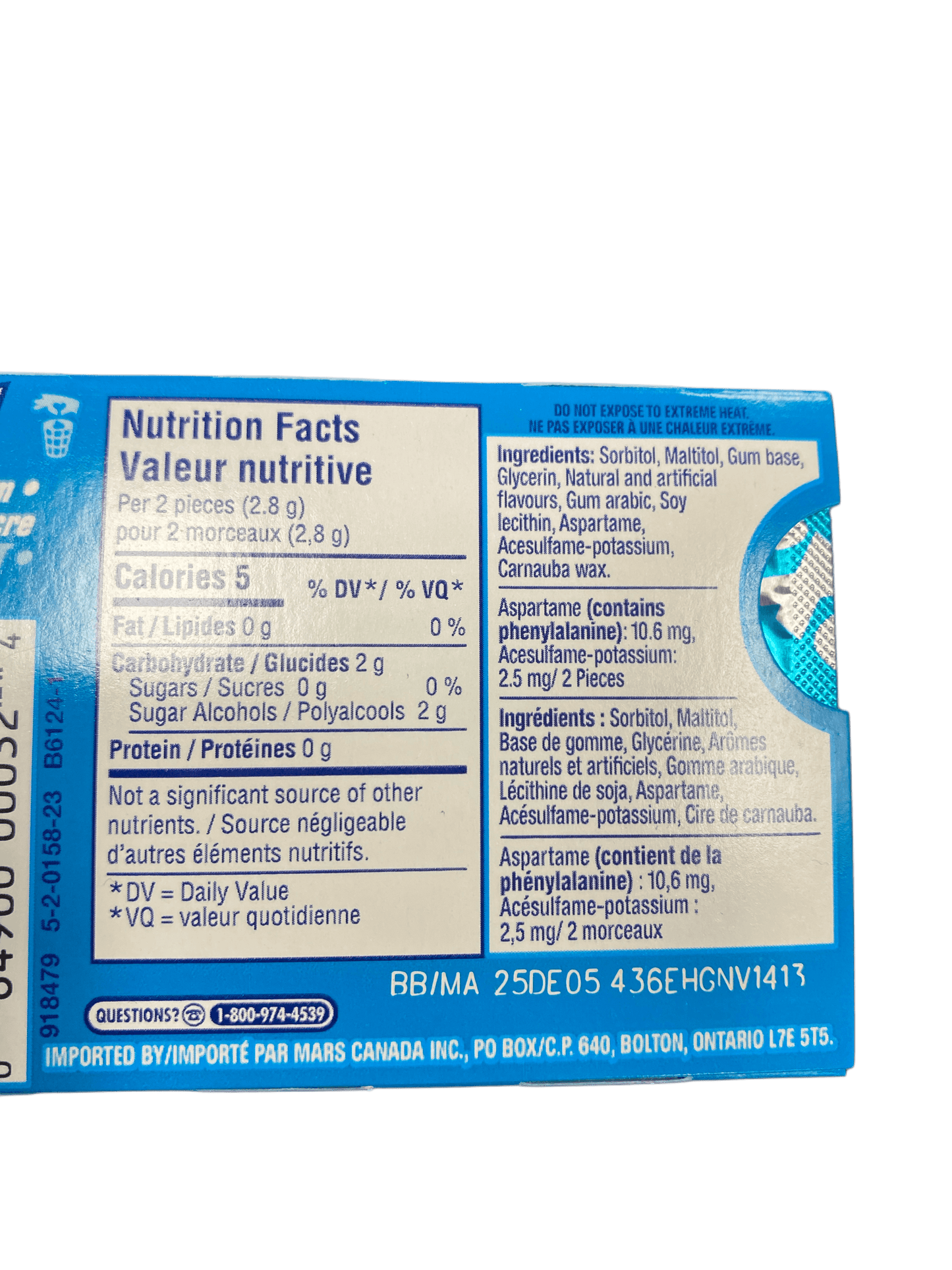 Excel Peppermint Gum 12 Pieces - Canadian Edition