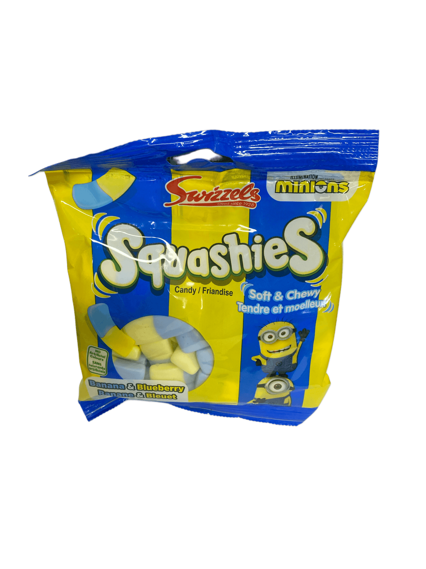 Squashies Soft & Chewy Minions Banana & Blueberry 140G - Canadian Edition