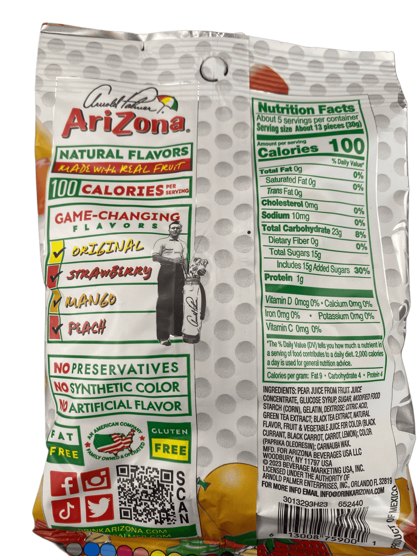 Arizona Half & Half Fruit Snacks Mixed Flavors Candy Bag 5OZ - U.S Edition