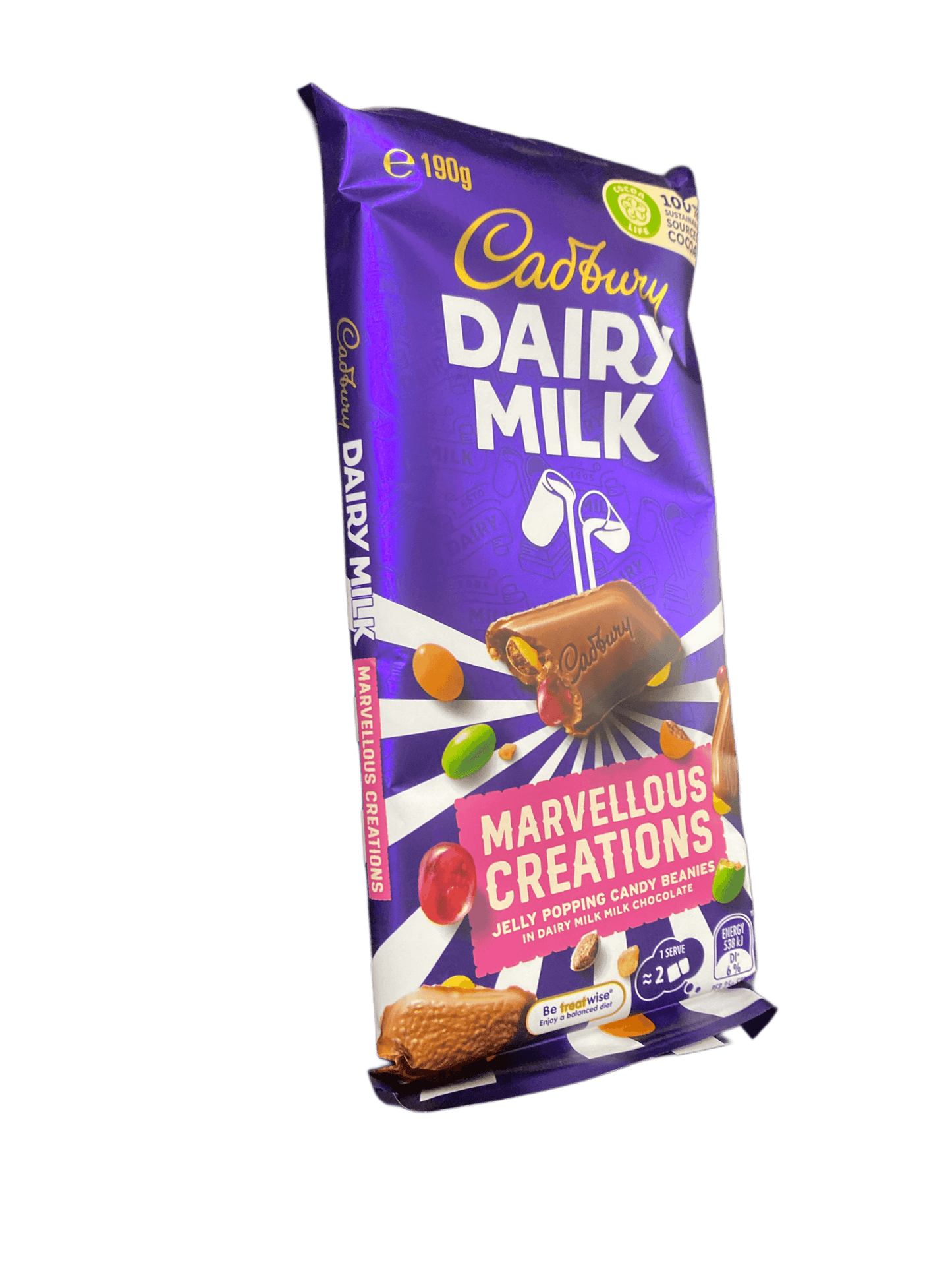 Cadbury Dairy Milk Marvellous Creations Jelly Popping Candy Beanies Chocolate Bar 190G