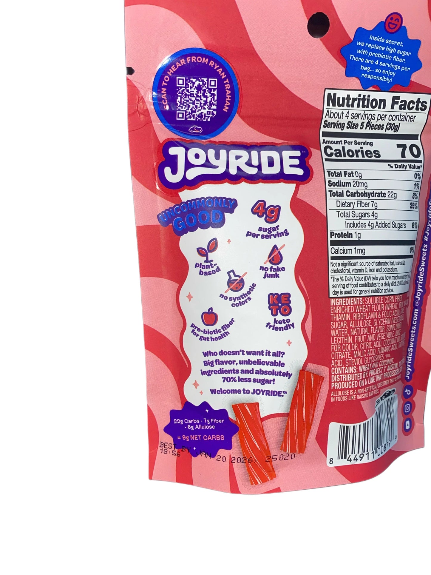 Ryan Trahan's Joyride Classic Strawberry Twists Candy Bag 113G - U.S Edition