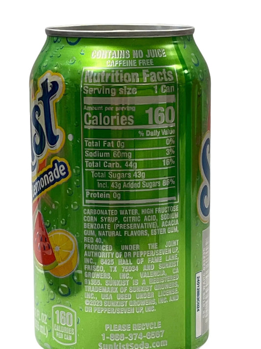 Sunkist Watermelon Lemonade Can 355ML - U.S Edition