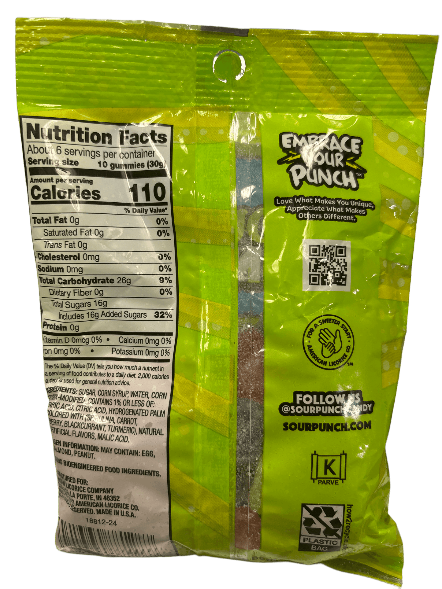Sour Punch Gummies Candy Bag 6.75OZ