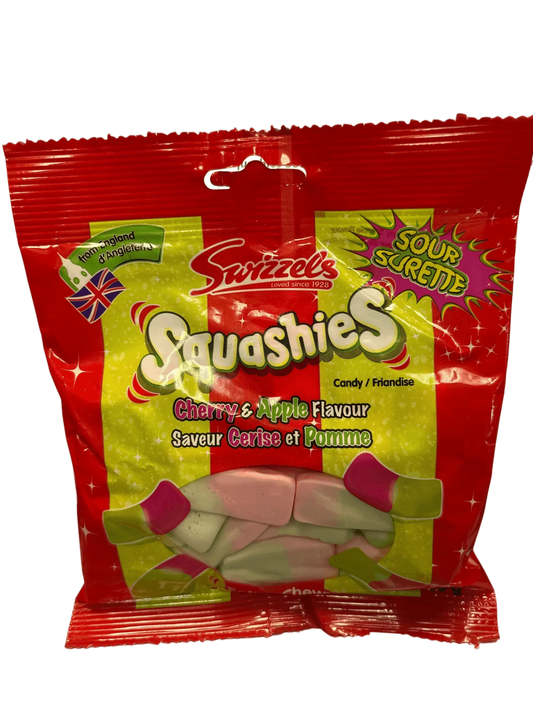 Squashies Sour Cherry & Apple Flavour Candy Bag 160G - U.K Edition