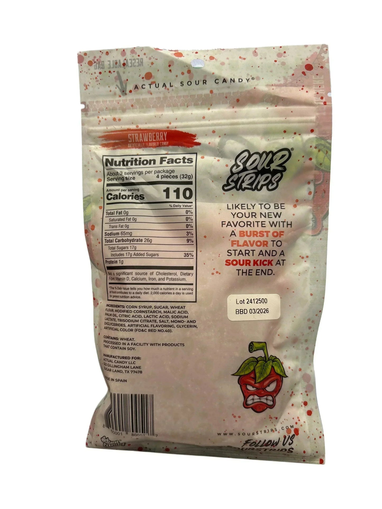 Sour Strips Strawberry 96G - U.S Edition