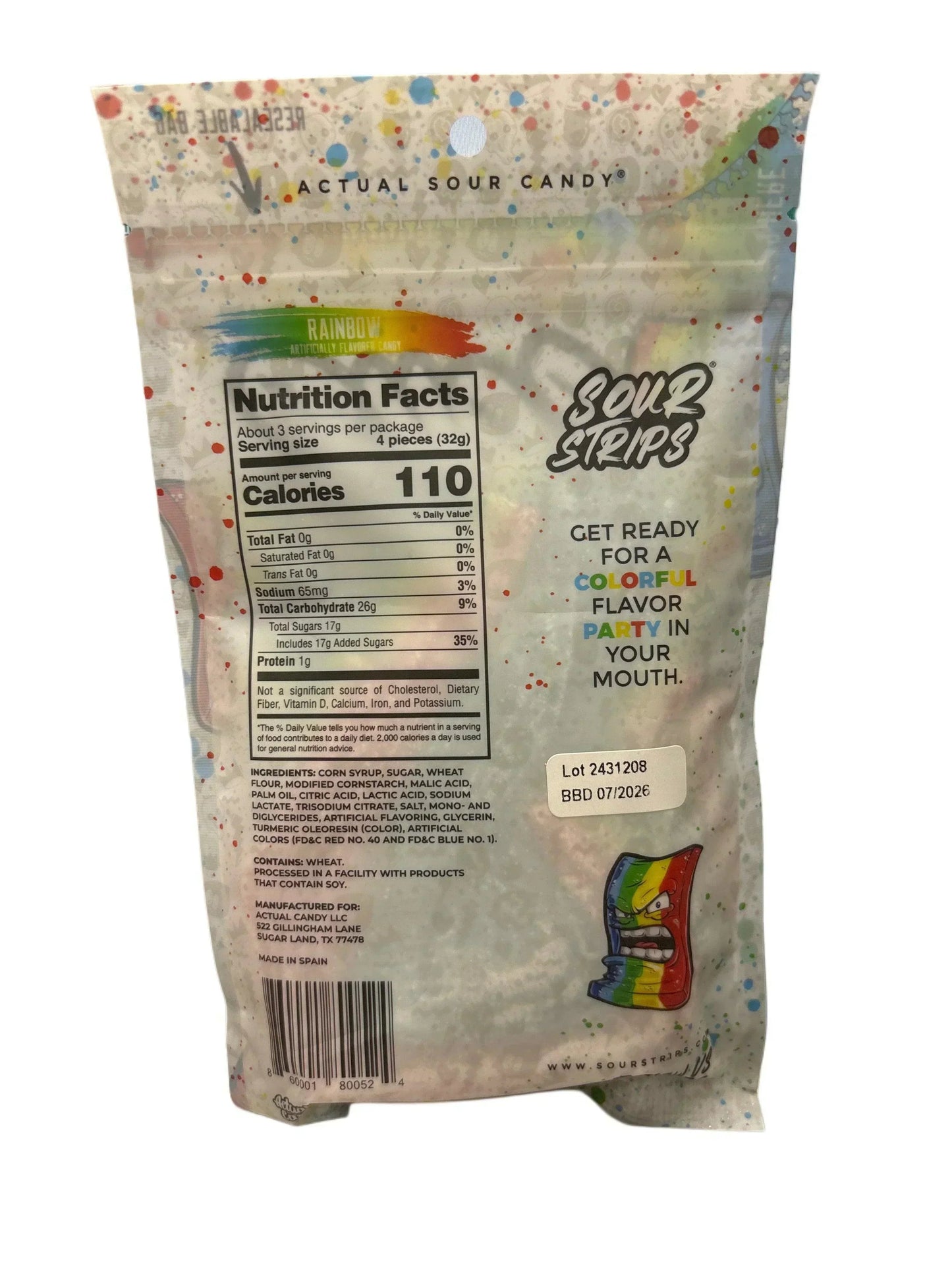 Sour Strips Rainbow 3.40OZ - U.S Edition