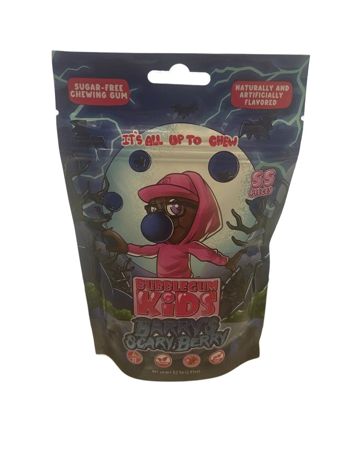 Bubblegum Kids Sugar Free Chewing Gum Barry’s Scary Berry Peg Bag 2.91OZ - Canada Edition