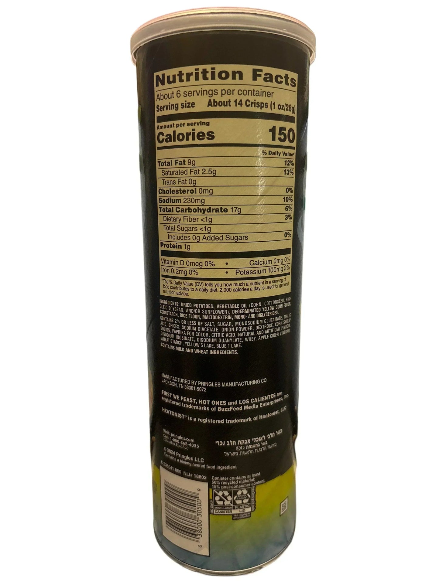 Pringles Hot Ones Verde Chips 5.5OZ - U.S Edition