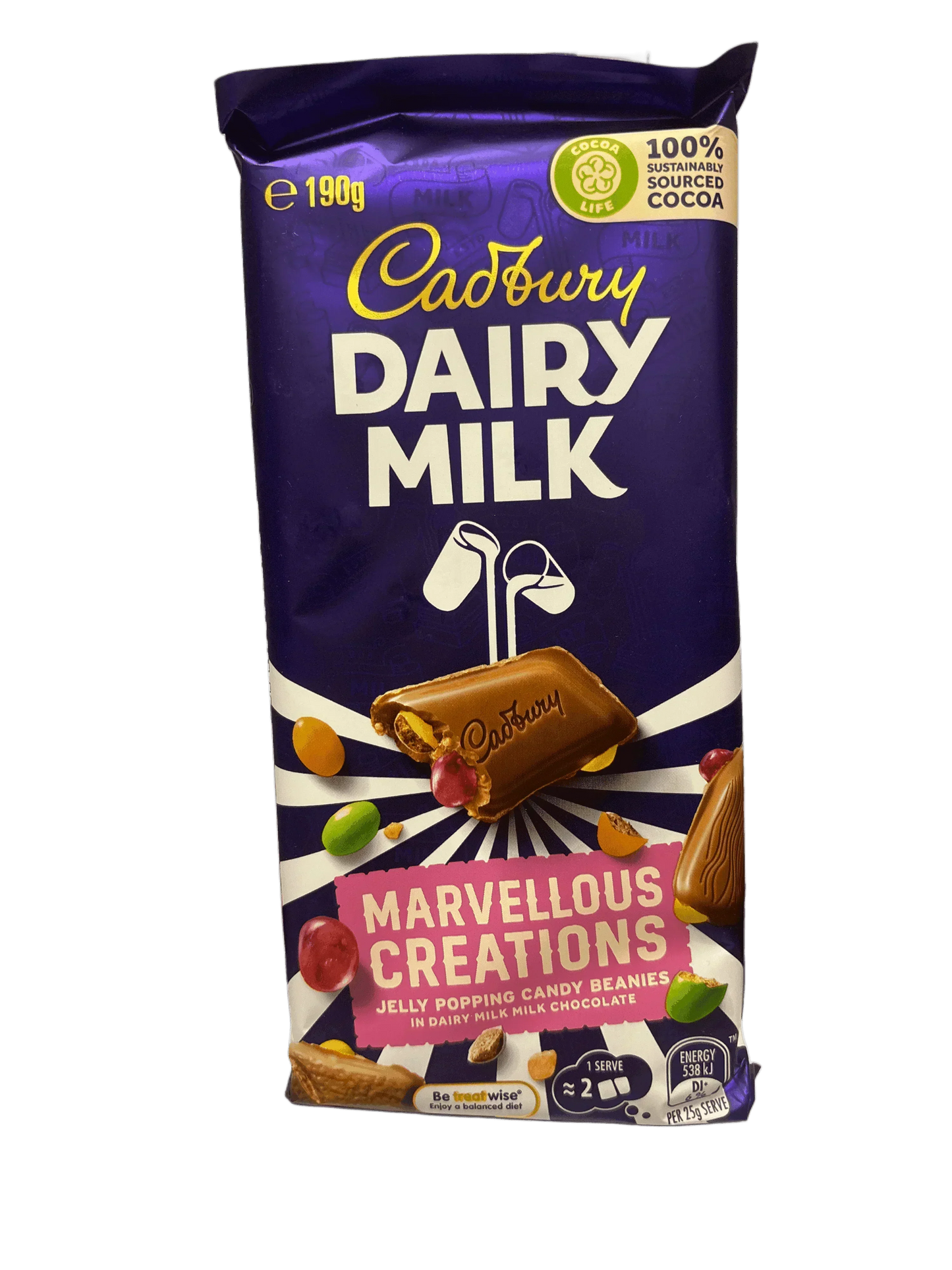 Cadbury Dairy Milk Marvellous Creations Jelly Popping Candy Beanies Chocolate Bar 190G
