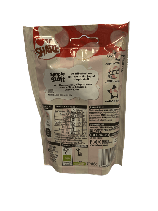 Nestle Milkybar Raspberry Ripple Ice Cream Buttons British Bag 86G