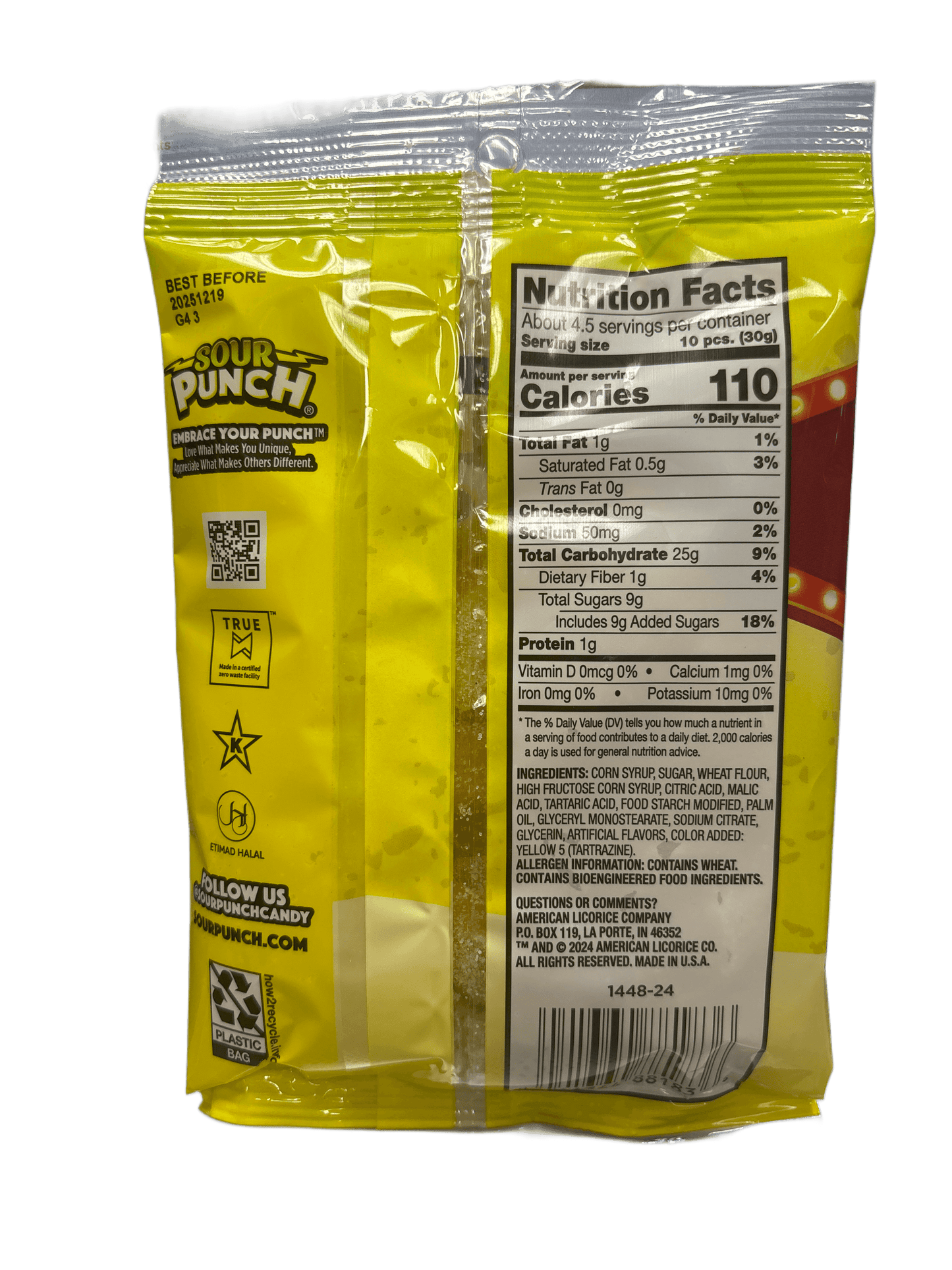Sour Punch Bites Banana Roulette Candy Bag 5OZ - U.S Edition