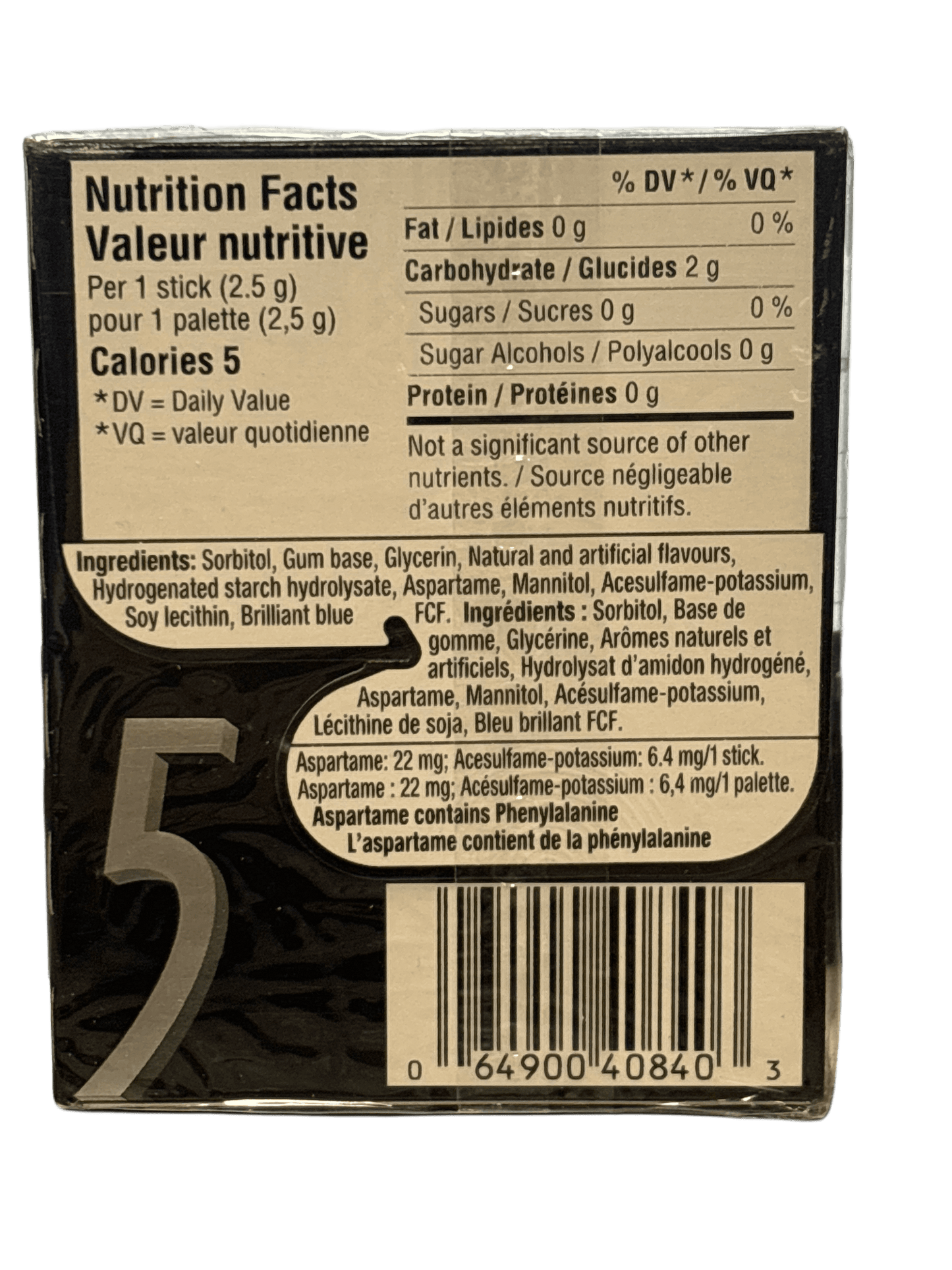 5 Gum Peppermint 15 Sticks - Canadian Edition