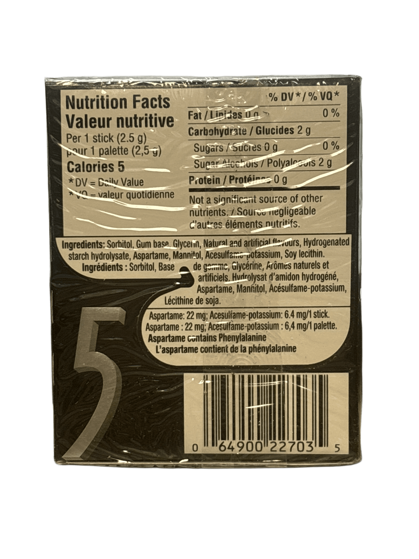 5 Gum Wintermint 15 Pieces - Canadian Edition