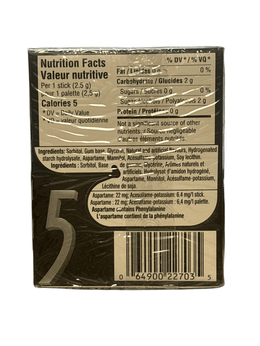 5 Gum Wintermint 15 Pieces - Canadian Edition