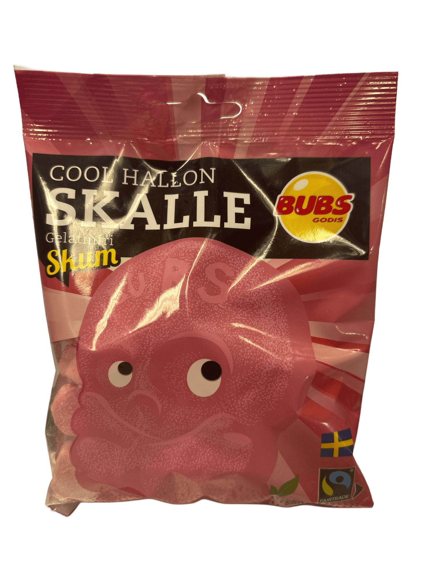 BUBS Godis Cool Hallon SKALLE Skum Candy Bag 90G - Swedish Edition