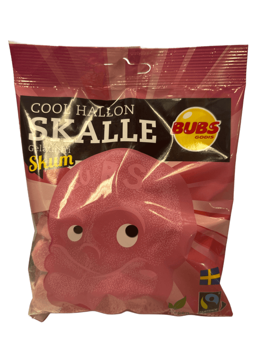 BUBS Godis Cool Hallon SKALLE Skum Candy Bag 90G - Swedish Edition