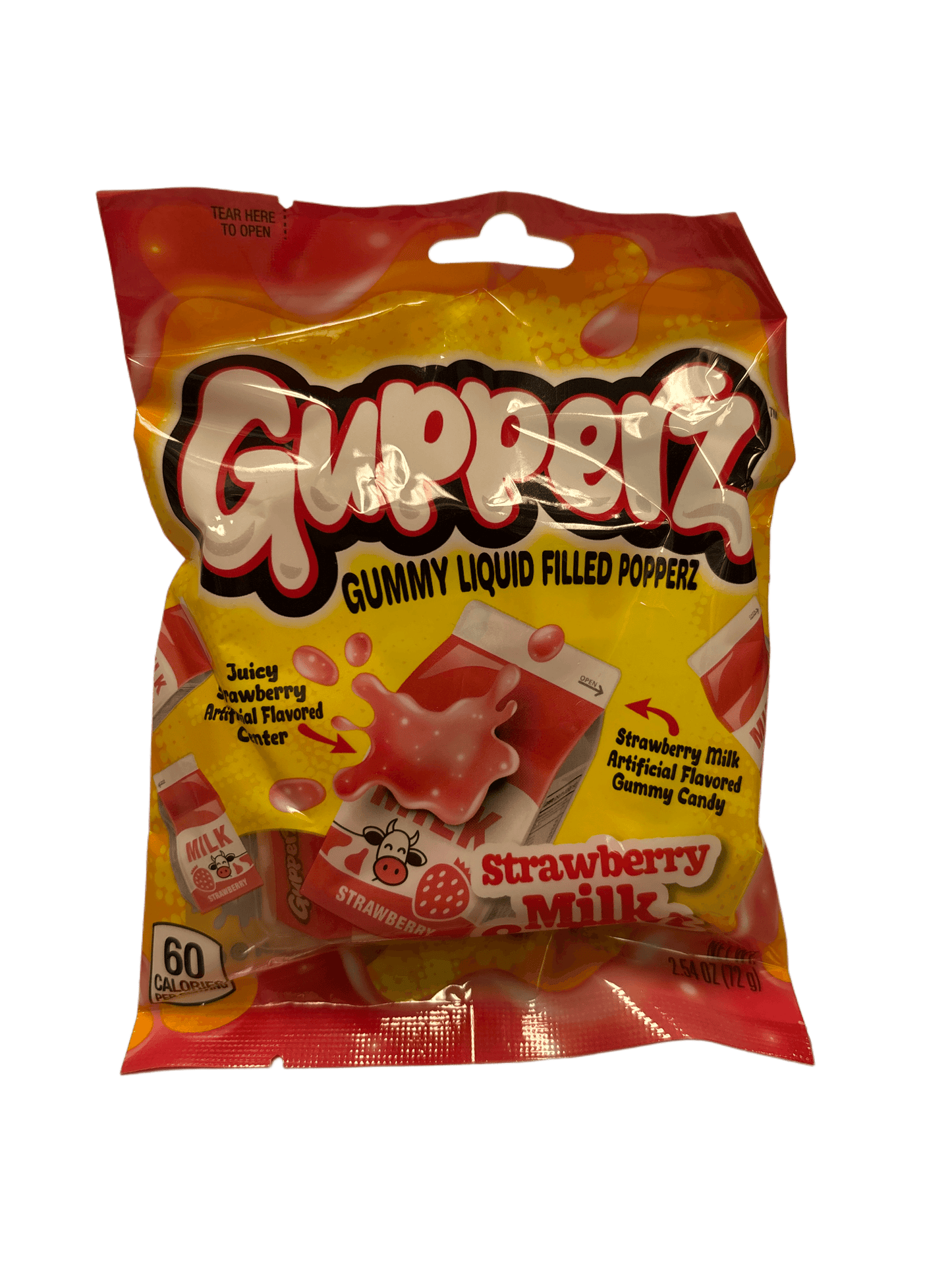 Gupperz Gummy Liquid Filled Popperz Strawberry Milk 2.54OZ - Chinese Edition