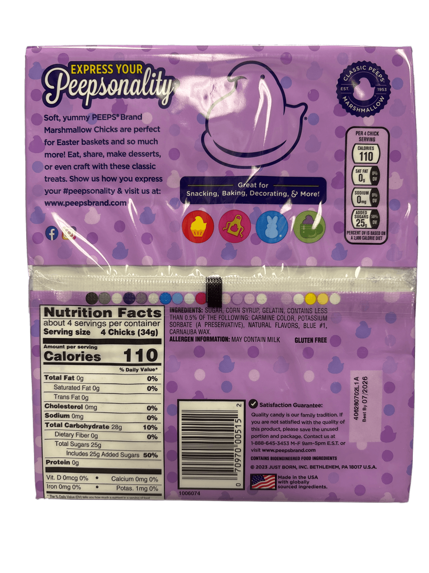 Peeps Marshmallow Lavender Easter Pack 15 Chicks