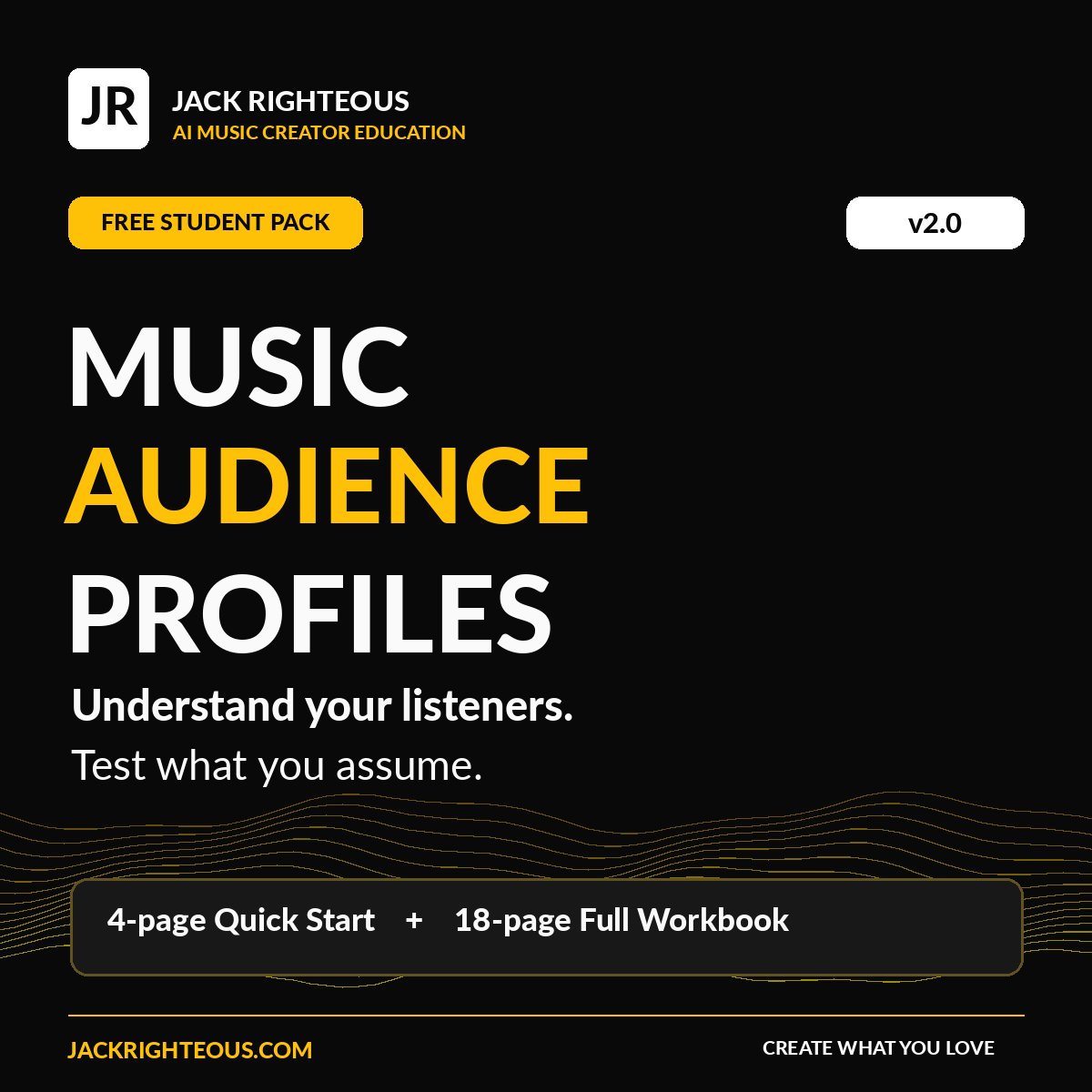 Music Audience Profiles free student pack v2.0 cover. Four-page Quick Start and 18-page Full Workbook.