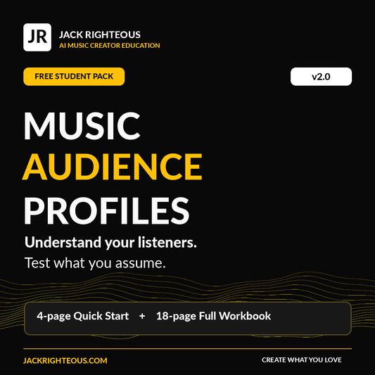 Music Audience Profiles free student pack v2.0 cover. Four-page Quick Start and 18-page Full Workbook.