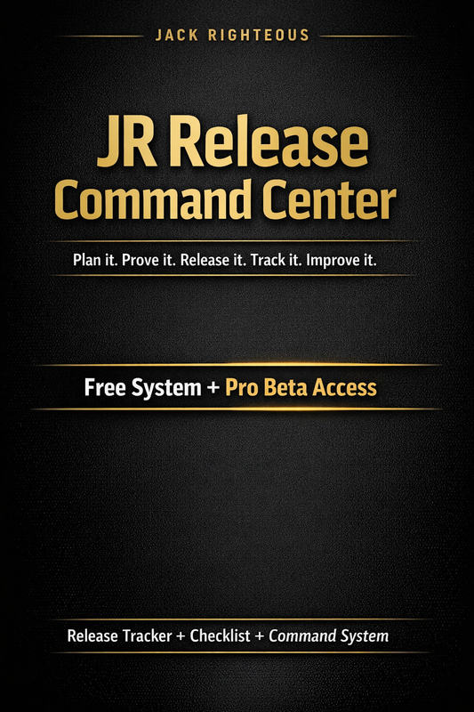 Promotional graphic for JR Release Command Center with text on a dark background