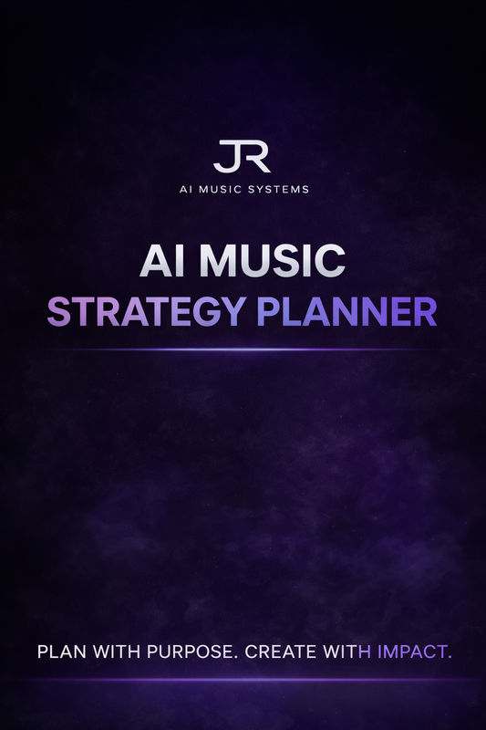 AI Music Strategy Planner by JR AI Music Systems on a dark background
