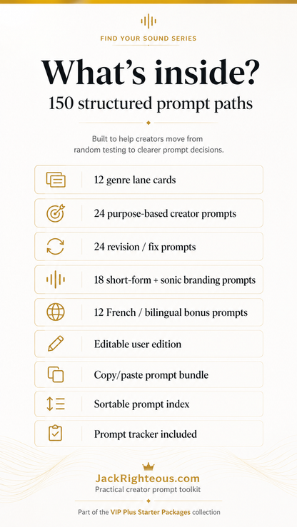 Promotional graphic for a creative prompt tool with features listed on a white background.