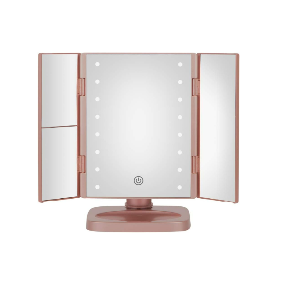 Miroir de maquillage Conair à trois volets avec éclairage LED