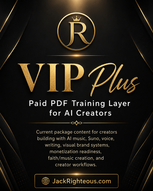VIP Plus paid PDF training layer for AI creators with a gold logo and text on a black background.