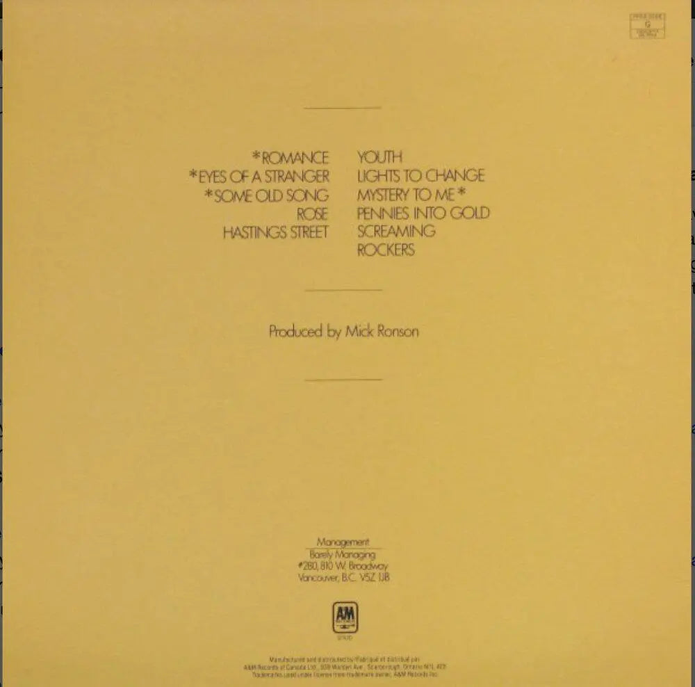 Payolas ‎– No Stranger To Danger - 1982