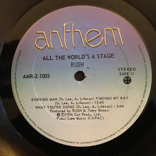 Rush – All The World's A Stage - 1978 Pressing!