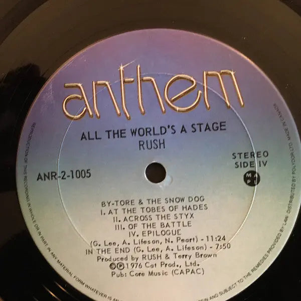 Rush – All The World's A Stage - 1978 Pressing!