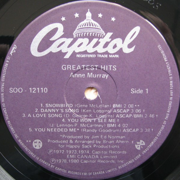 Anne Murray – Anne Murray's Greatest Hits - 1980 Original