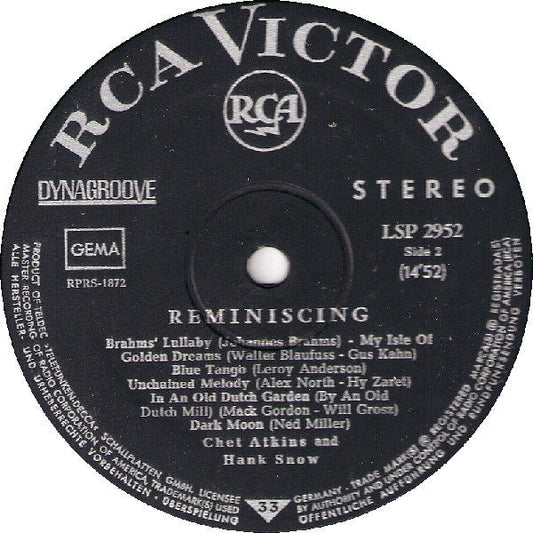 Chet Atkins And Hank Snow – Reminiscing - 1964 German Pressing