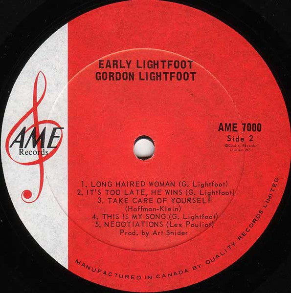 Gordon Lightfoot – Early Lightfoot - 1971 Original