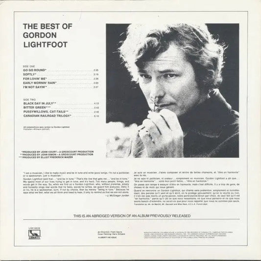 Gordon Lightfoot – The Best Of Gordon Lightfoot - 1980 Pressing
