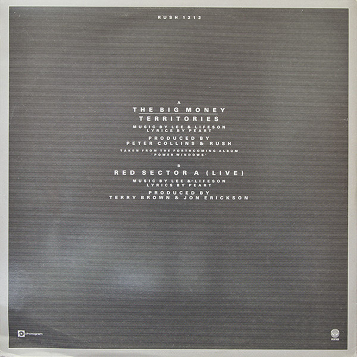 Rush – The Big Money - 1985 UK Pressing